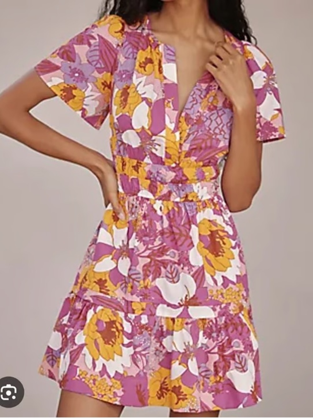 Anthropologie somserset mini dress Floral Flutter Sleeve